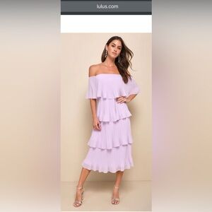 Lavender Off-Shoulder Tiered Dress